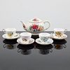 English Floral China Tea Set, 9 Mixed Floral Pieces