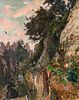 JOAQUIM MIR TRINXET (Barcelona, 1873 - 1940). "Landscape of Montserrat with Franciscan monk", 1931. Oil on canvas. Signed and dated in the lower ri