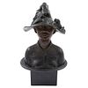 JULIO CHICO, Mujer con sombrero, Firmada y fechada 82, Escultura en bronce 2 / 5 en base de mármol, 60.2 x 40 x 33 cm medidas totales | JULIO CHICO, M