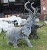 3 Large Patinated Metal Elephant Sculptures