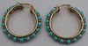 JEWELRY. Pair of Italian 14kt Gold and Turquoise