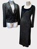 Vintage 2000's NOLAN MILLER Beaded Satin Jacket & Phillipe Adec Velvet Dress
