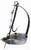 Contemporary iron and pewter betty lamp, initialed on arm, 5 1/2'' h.