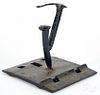 Wrought iron boot jack, early 20th c., made from railroad spikes, 8 1/2'' h.