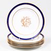 Set of Six Copeland Spode for Tiffany Blue Ground Porcelain Dessert Plates