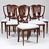 Six George III Style Stained Wood Dining Chairs, of Recent Manufacture