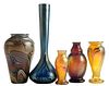 Five Orient & Flume Iridescent Vases