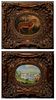 Two Oils on Canvas, "Tiger," and "View of a Sailboat on the River," 20th c., each presented in a gilt frame, H.- 7 1/4 in., W.- 9 1/2 in., Framed H.- 