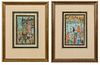 Pair of Persian School Watercolors, early 20th c., each unsigned, each presented in a mat and gilt frame, H.- 10 3/4 in., W.- 7 1/8 in., Framed H.- 19