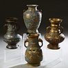 Group of Four Oriental Cloisonne Handled Baluster Vases, early 20th c., Tallest- H.- 12 1/8 in., Dia.- 7 1/2 in. (4 Pcs.) Provenance: Palmira, the Est
