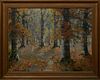 American School, "Fall Foliage," 1944, oil on canvas, signed and dated indistinctly lower left, presented in a gilt frame, H.- 22 1/2 in., W.- 29 5/8 