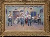 Niek van der Plas (1954-, Dutch), "Preservation Hall Brass Band," 20th c., oil on panel, signed lower right, signature branded en verso, presented in 