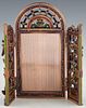 Jay Strongwater Folding Enameled Copper Triptych Picture Frame, mounted with faux precious stones, H.- 6 3/4 in., W.- Closed- 3 1/2 in., Open- 7 in., 