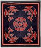 Antique American Hooked Rug in Asian Inspired Design
