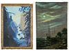 2 Dramatic Night Sky by Water Theme Paintings