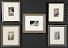 Group of 5 Vintage French Nude Framed Photo Postcards