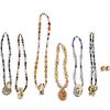 (6 Pc) Paulette Carved Resin and Semi Precious Necklaces