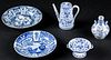 5 Blue and White Porcelain Items, 17th/19th C
