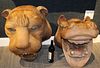 Monumental Carved Tiger and Hippo Figures