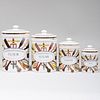 Set of Four Piero Fornasetti Transfer Printed and Enriched Porcelain Canisters