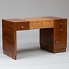 French Art Deco Walnut and Bird's Eye Maple Kneehole Dressing Table