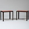 Pair of Faux Painted, Ebonized and Parcel-Gilt Side Tables