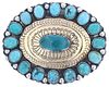 Kingman Turquoise Alpaca Silver Buckle by A.A.H.