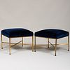 Pair of Paul McCobb Brass and Upholstered Stools