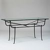 Giacometti Style Patinated-Metal and Glass Console Table