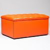 Tufted Ottoman in Burnt Orange Color Leather, of Recent Manufacture