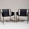 Pair of Shi-Chieh Lu for  Poltrona Frau Leather and Steel 'Ming's Heart' Chairs