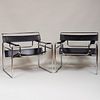 Pair of Marcel Breuer Chrome and Black Leather 'Wassily' Chairs, of Recent Manufacture