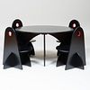 Vintage Black and Red Painted Children's Table and Chair Set