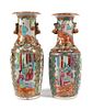 Pair Chinese Export Vases Rose Medallion 