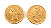 1886 and 1900 US $5 Five Dollar Gold Coins