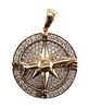 14K Gold and Diamond Necklace Compass Pendant