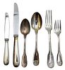 144 Piece Set of Christofle Silver Plated Flatware, having shell decoration and hallmarked for Christofle.