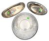 Three Sterling Silver Trays, to include a large round with molded rim by Reed & Barton, diameter 11 inches, the others 9 3/4 and 11 1/2 inches, Proven