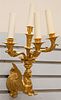 French Gilt Bronze Figural Sconce, having winged griffin support with four lights, height 18 inches, width 9 inches.