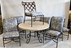 Weathermaster Outdoor Patio Set, having a round table along with six chairs with custom cushions, height 37 inches, width 23 inches, diameter 50 inche