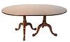 Henkel Harris Mahogany Oval Double Pedestal Dining Table, plus three leaves 12 inches each, open to 48" x 102", closed 48" x 66".