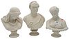Group of Three Large Parian Porcelain Busts, to include Clytie; bust of a woman; along with a bust of a man wearing a robe, tallest height 12 3/4 inch