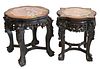 Two Chinese Taborets, having inset marble, heights 18 and 19 inches.