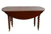 Victorian Mahogany Drop Leaf Table, closed 31 x 59 inches, open 51 x 59 inches.