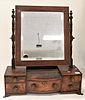 Federal Mahogany Inlaid Dresser Mirror, rectangle mirror over five drawers on claw foot base, height 28 1/2 inches, width 25 1/2 inches, depth 8 1/4 i
