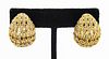Italian 18K Yellow Gold Diamond Dome Clip Earrings
