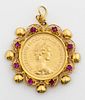 22K/18K  Elizabeth II Gold Sovereign Ruby Pendant