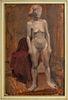 Monogram Signed Standing Nude Oil on Board