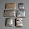 Six American Sterling Silver Trophy Cigarette and Match Cases