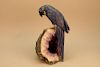 Vintage Carved Zoisite Parrot Mounted on Amethyst